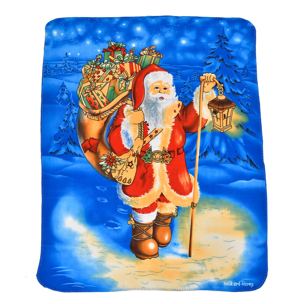 Christmas Super Soft Santa With Lantern Pattern Blanket (Size 165X130 cm) - Lantern