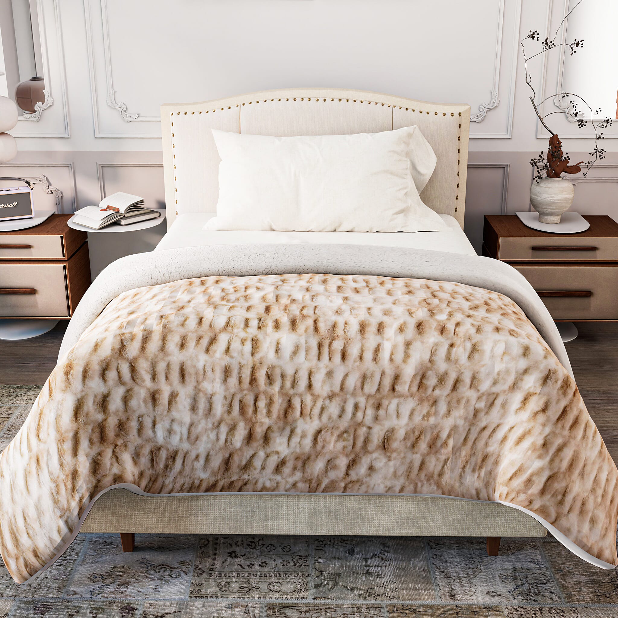 Super Soft Luxurious Faux Fur Blanket 600GSM - Khaki