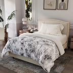 Polyester Patterned Blanket (Size 2000x1 cm) - Grey & Khaki