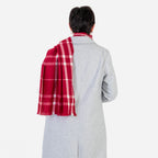 Supersoft Feel Checkered Scarf (180 x 50 cm) - Wine - White