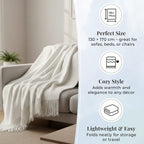 Supersoft Mohair Wool Cozy Mix Blanket with Timeless Appeal (Size 170x130 cm) - Ivory
