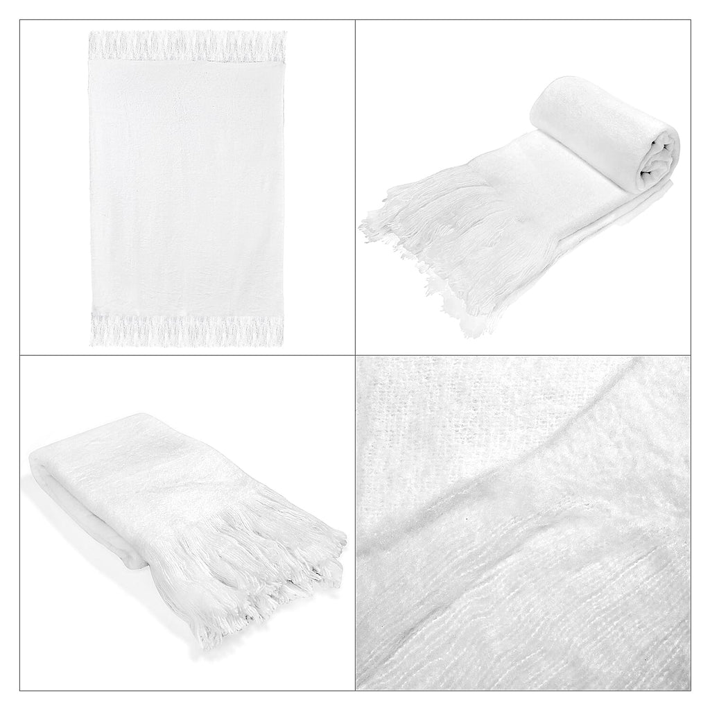 Supersoft Mohair Wool Cozy Mix Blanket with Timeless Appeal (Size 170x130 cm) - Ivory