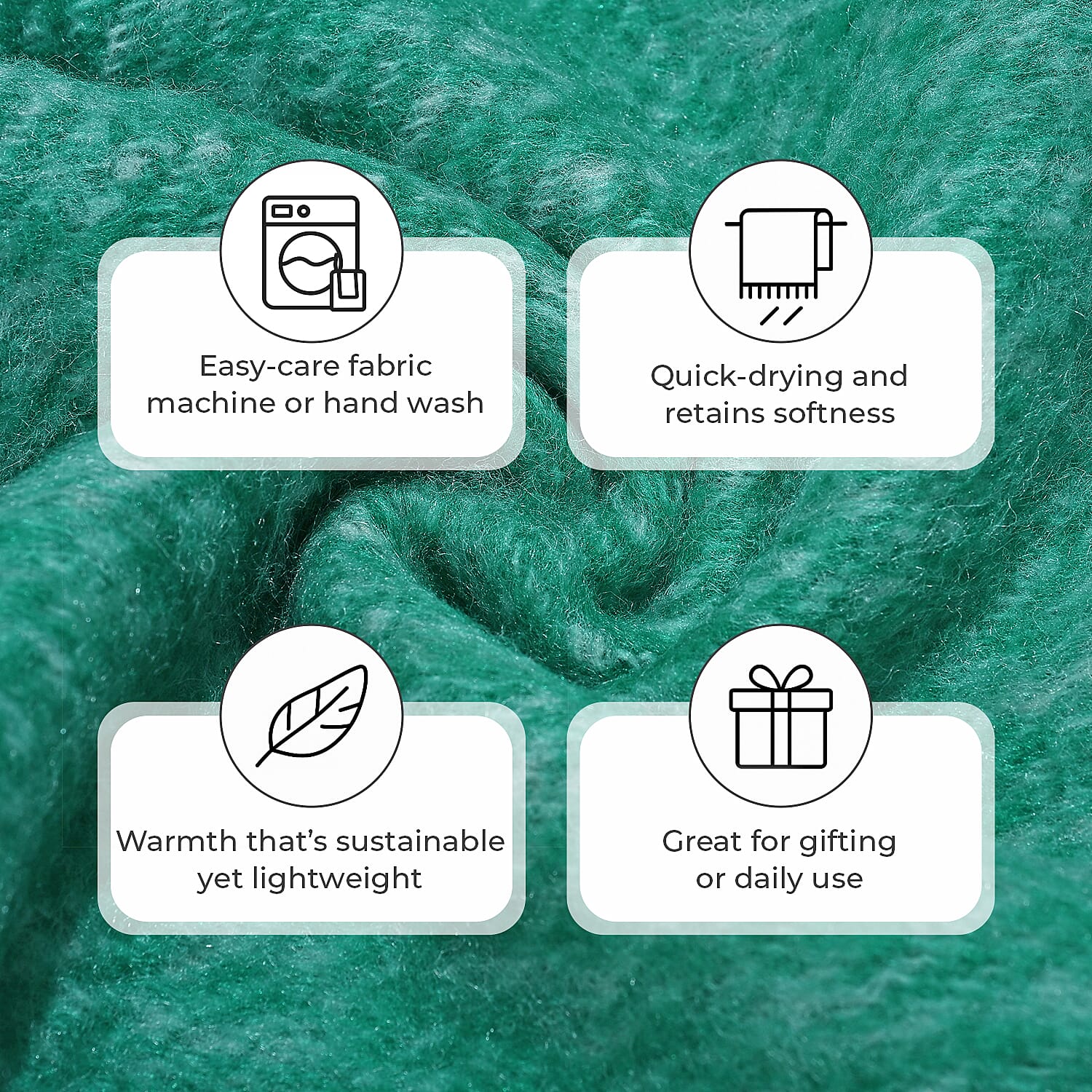 Supersoft Mohair - Like Wool Cozy Mix Blanket with Timeless Appeal (Size 170x130 cm) - Green
