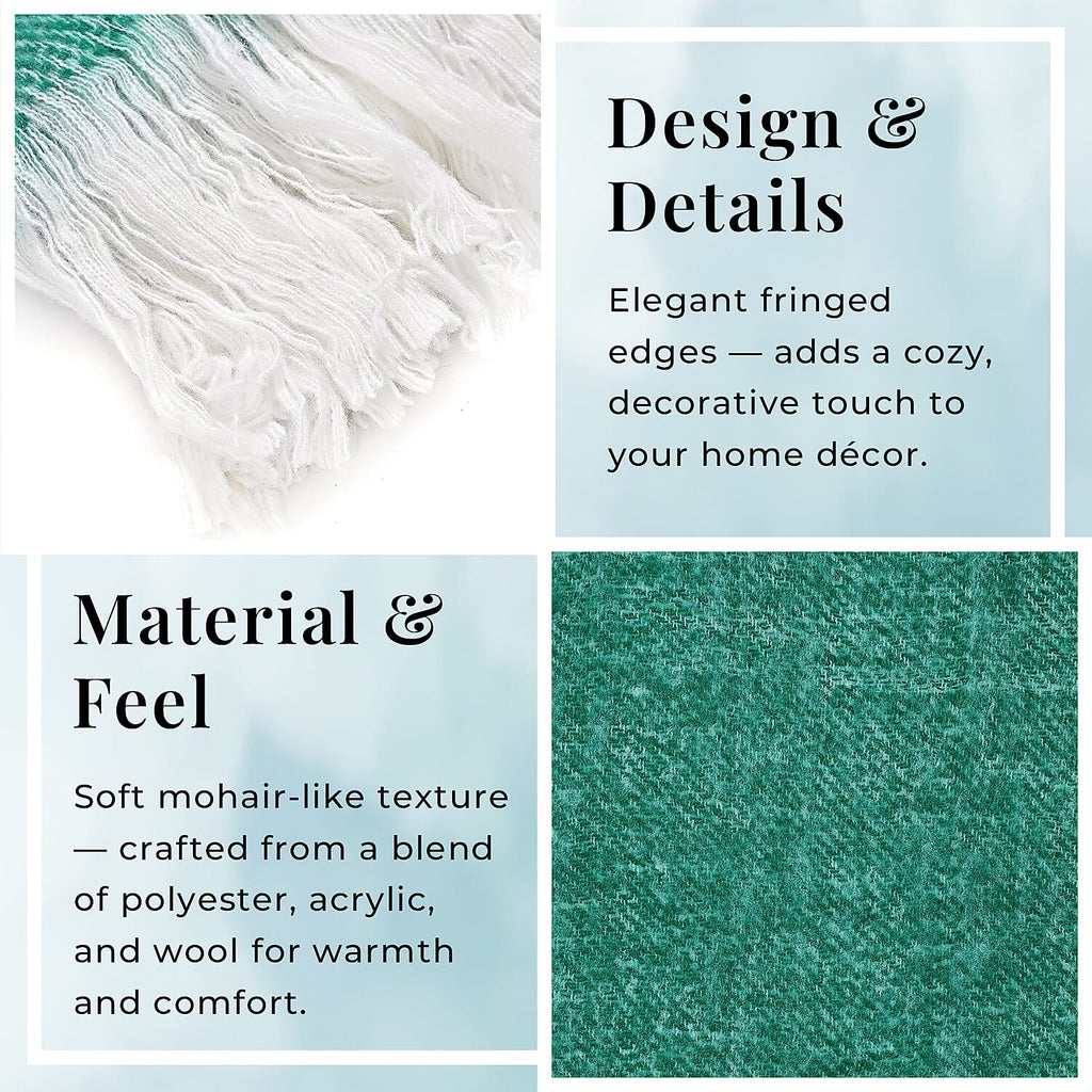Supersoft Mohair - Like Wool Cozy Mix Blanket with Timeless Appeal (Size 170x130 cm) - Green
