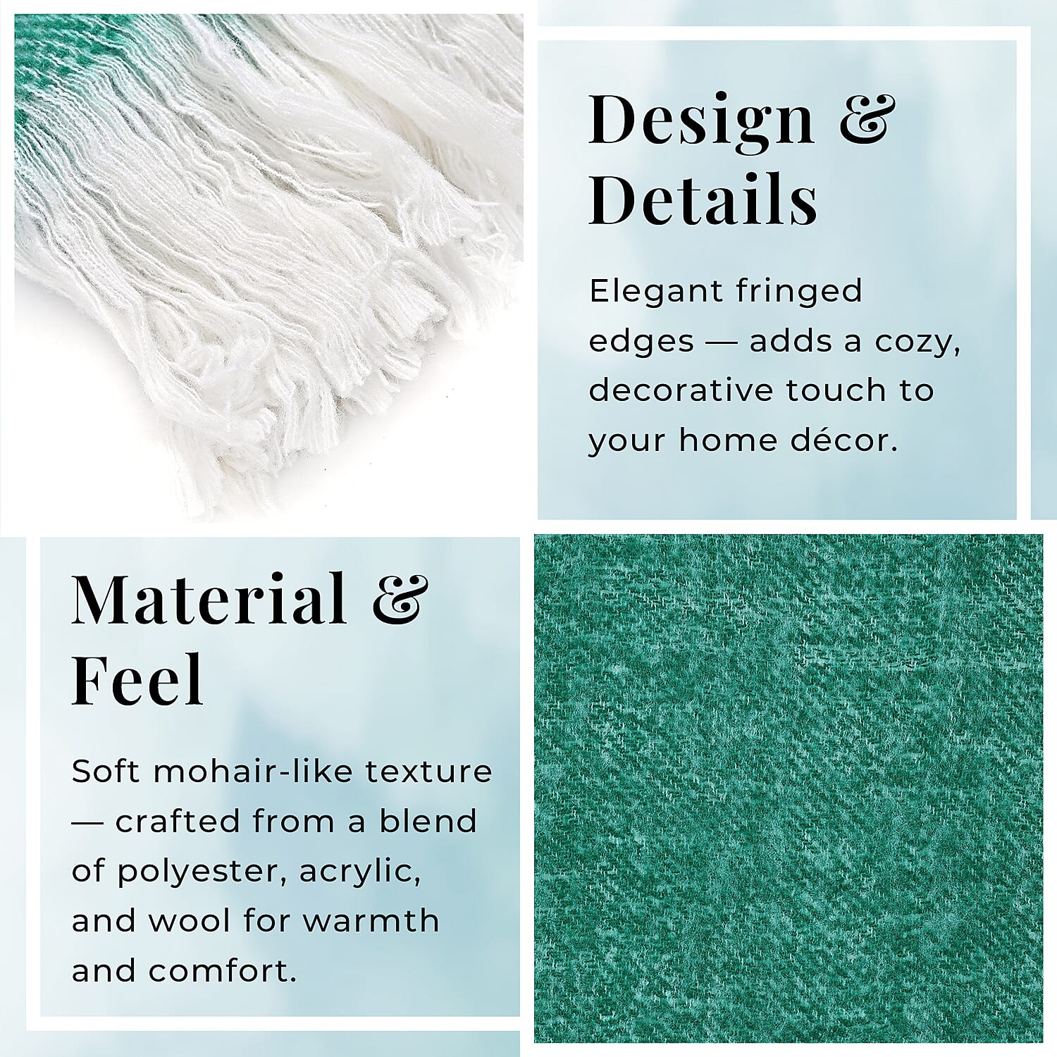 Supersoft Mohair - Like Wool Cozy Mix Blanket with Timeless Appeal (Size 170x130 cm) - Green