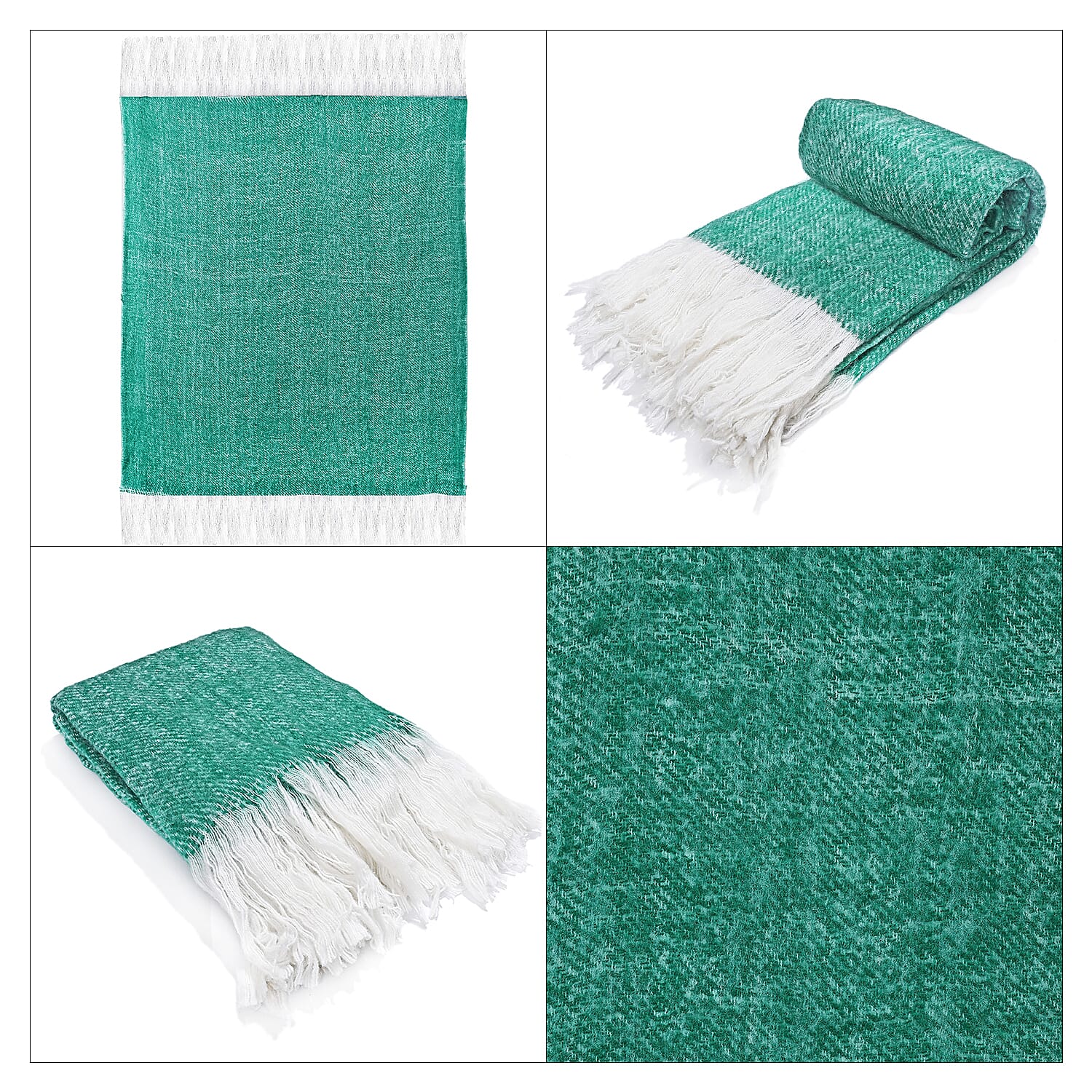 Supersoft Mohair - Like Wool Cozy Mix Blanket with Timeless Appeal (Size 170x130 cm) - Green