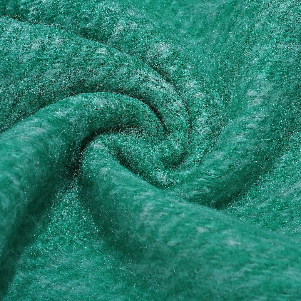 Supersoft Mohair - Like Wool Cozy Mix Blanket with Timeless Appeal (Size 170x130 cm) - Green
