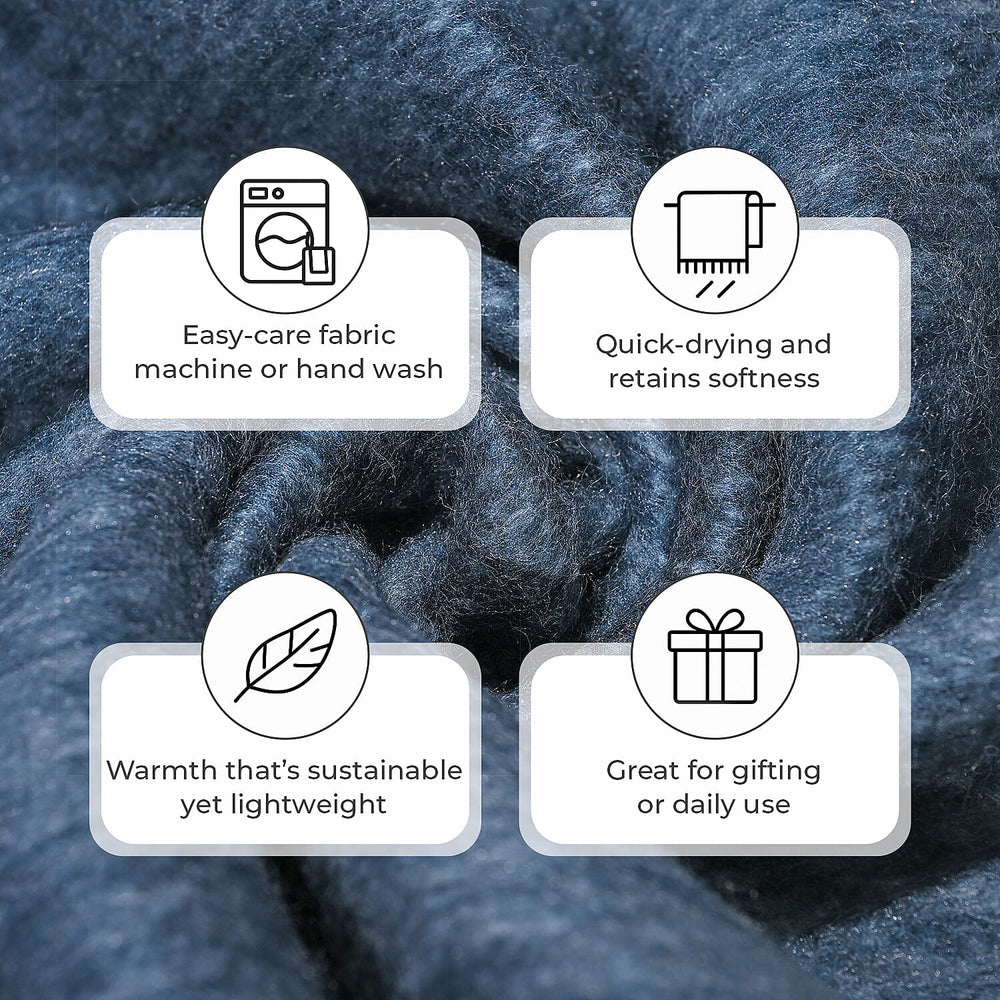 Supersoft Mohair Wool Cozy Mix Blanket with Timeless Appeal (Size 170x130 cm) - Navy