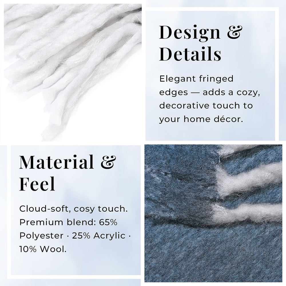 Supersoft Mohair Wool Cozy Mix Blanket with Timeless Appeal (Size 170x130 cm) - Navy