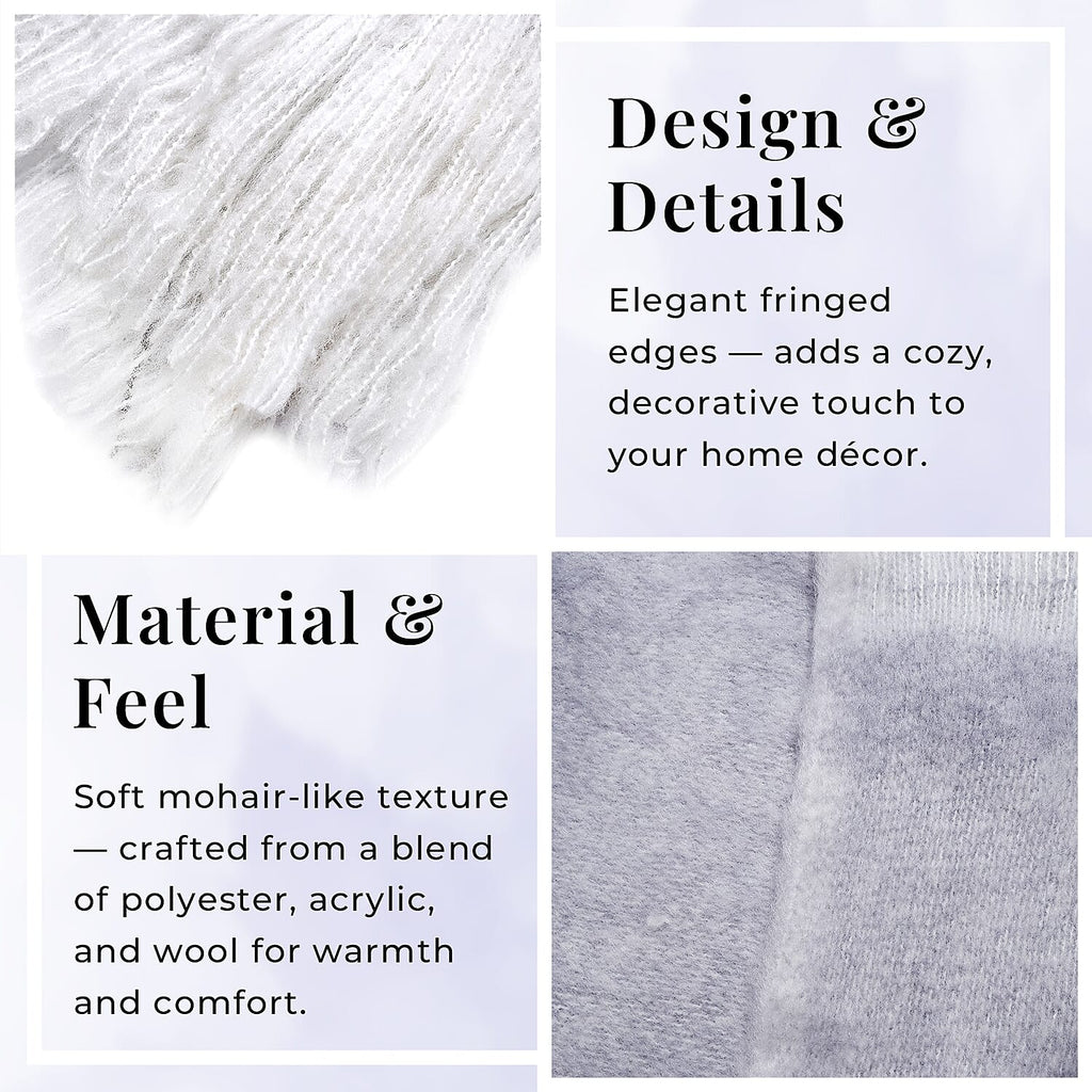 Supersoft Mohair Wool Cozy Mix Blanket with Timeless Appeal (Size 170x130 cm) - Lilac