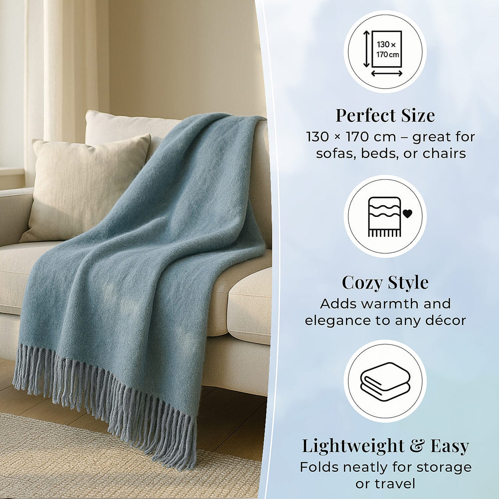 Supersoft Mohair Wool Cozy Mix Blanket with Timeless Appeal (Size 170x130 cm) - Green