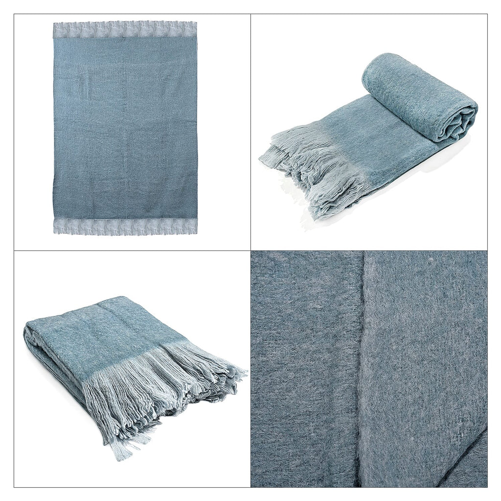 Supersoft Mohair Wool Cozy Mix Blanket with Timeless Appeal (Size 170x130 cm) - Green