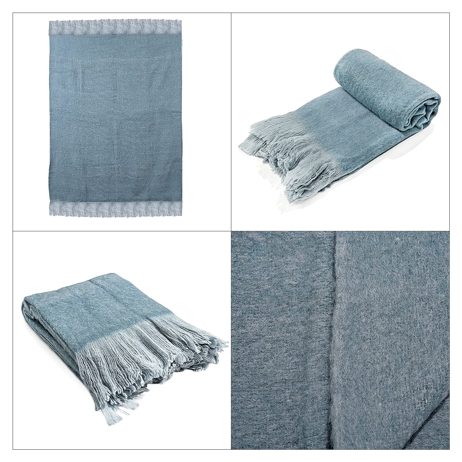 Supersoft Mohair Wool Cozy Mix Blanket with Timeless Appeal (Size 170x130 cm) - Green