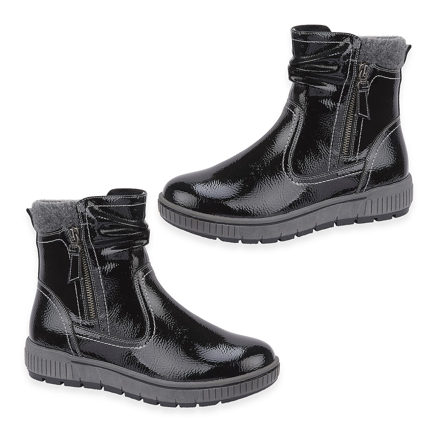 Sutton Ladies Ankle Boots (Size 8) - Black Patent
