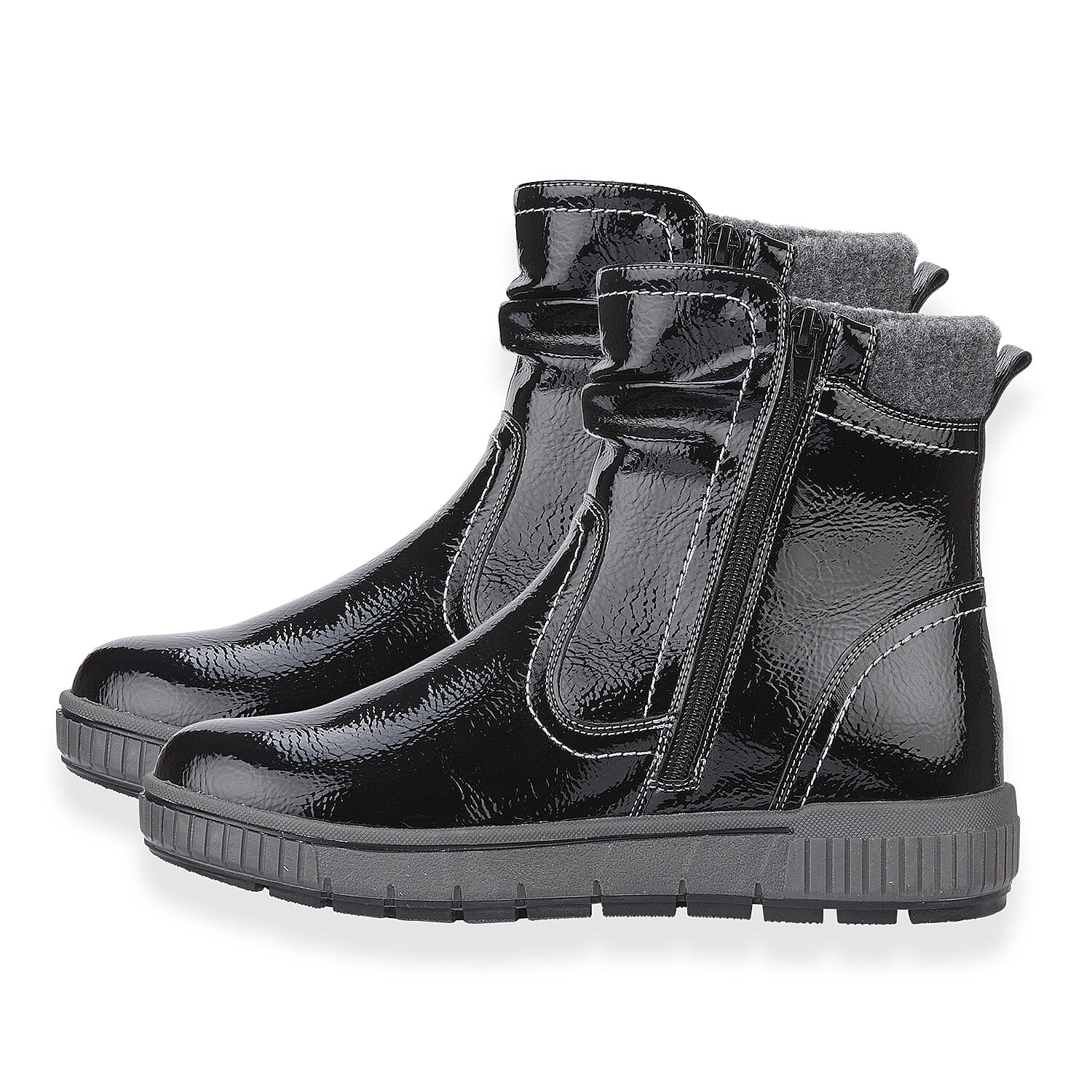 Sutton Ladies Ankle Boots (Size 8) - Black Patent