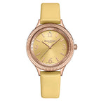 Swan - Edgar Ladies Crown Diamond Swiss Quartz Movt. Yellow Gold Dial 3ATM WR Watch With Yellow Gold Leather Strap
