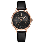 Swan - Edgar Ladies Oyster Diamond Swiss Quartz Movt. Black Dial 3ATM WR Watch With Black Leather Strap