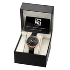 Swan - Edgar Ladies Oyster Diamond Swiss Quartz Movt. Black Dial 3ATM WR Watch With Black Leather Strap