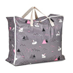 Set of 3 Swan Pattern Storage Bags - Grey