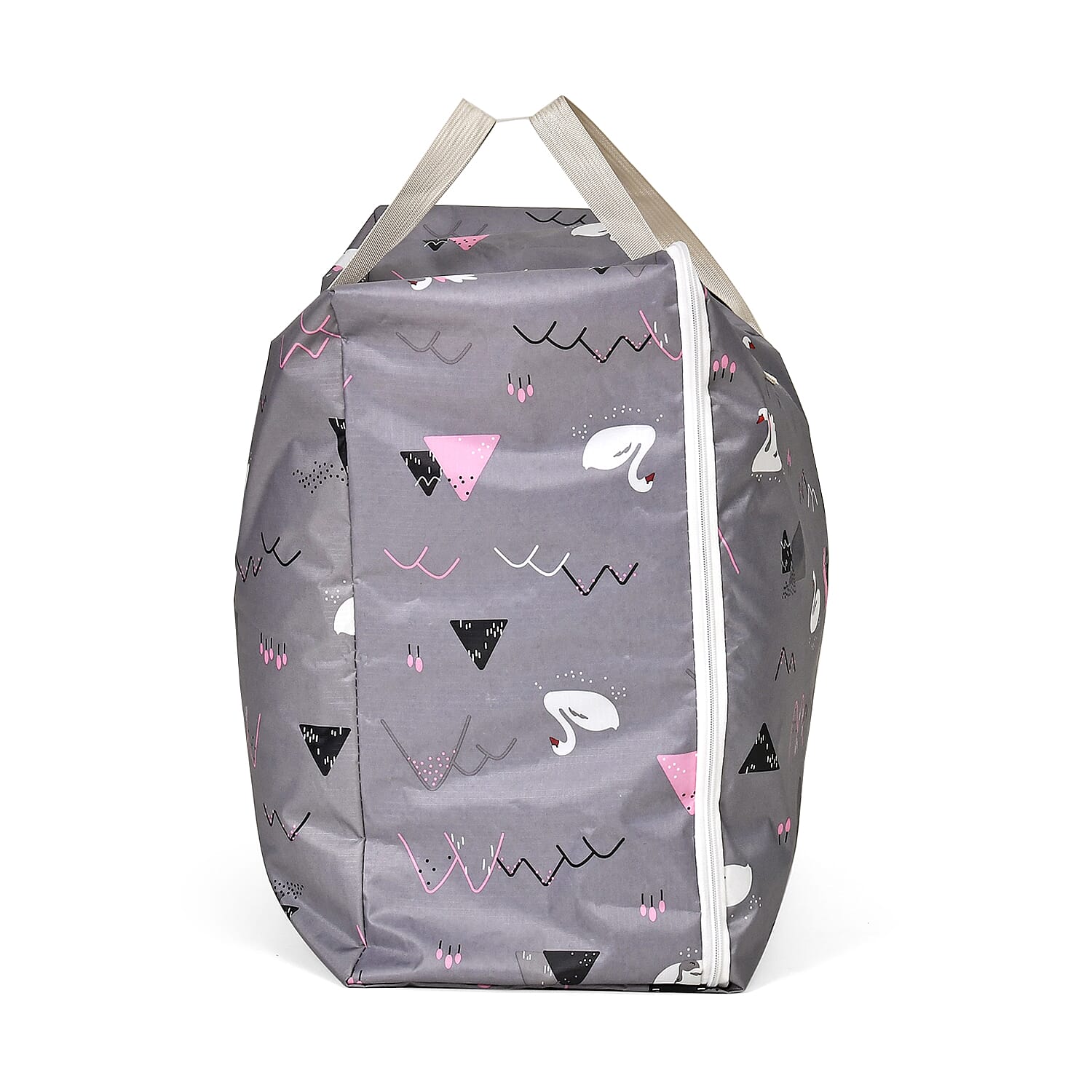 Set of 3 Swan Pattern Storage Bags - Grey