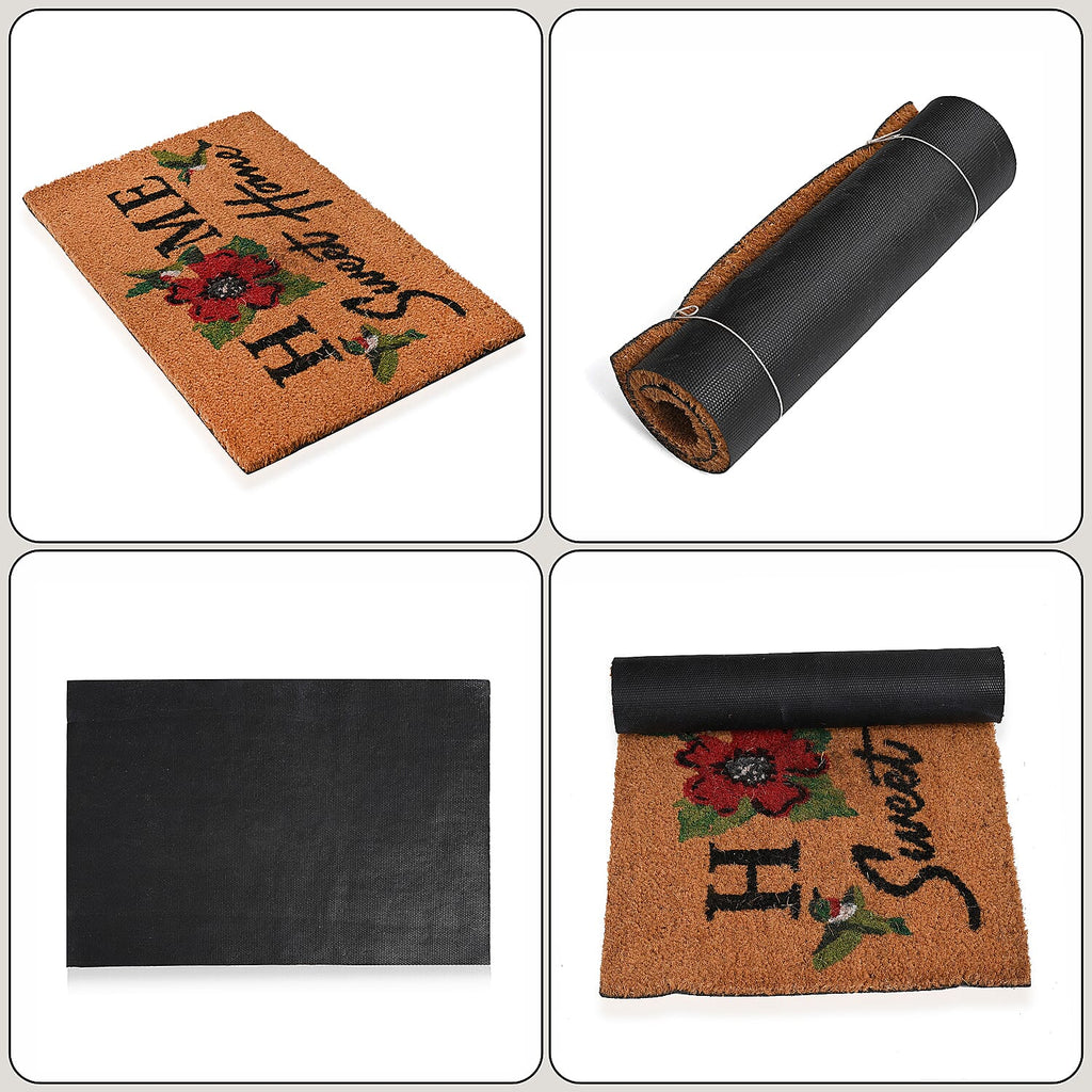 Sweet Home Print Coir Door Mat (Size 40x60 cm) - Pink & White