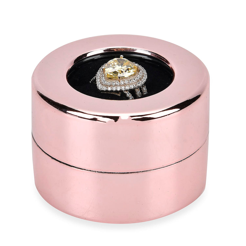 Rotating Ring Storage Box with Heart-Love Design (Size 5.5x5.5x4 cm) - Gold
