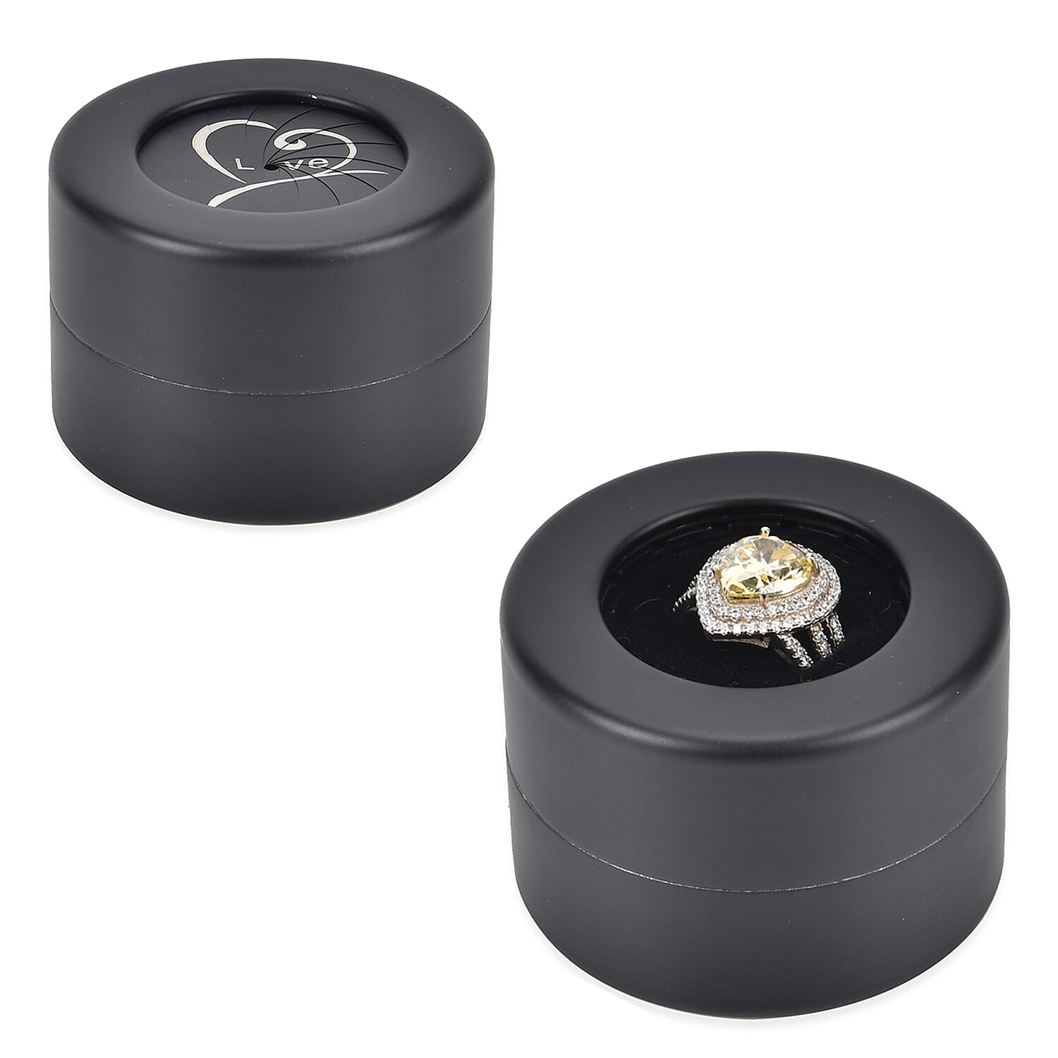 Rotating Ring Storage Box with Heart-Love Design (Size 6x6x4 cm) - Black
