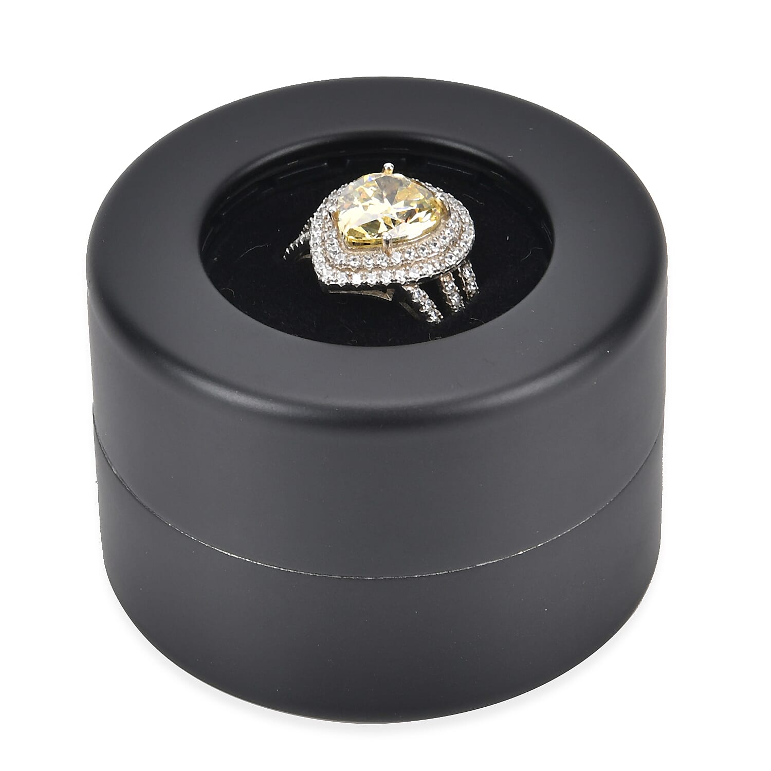Rotating Ring Storage Box with Heart-Love Design (Size 6x6x4 cm) - Black