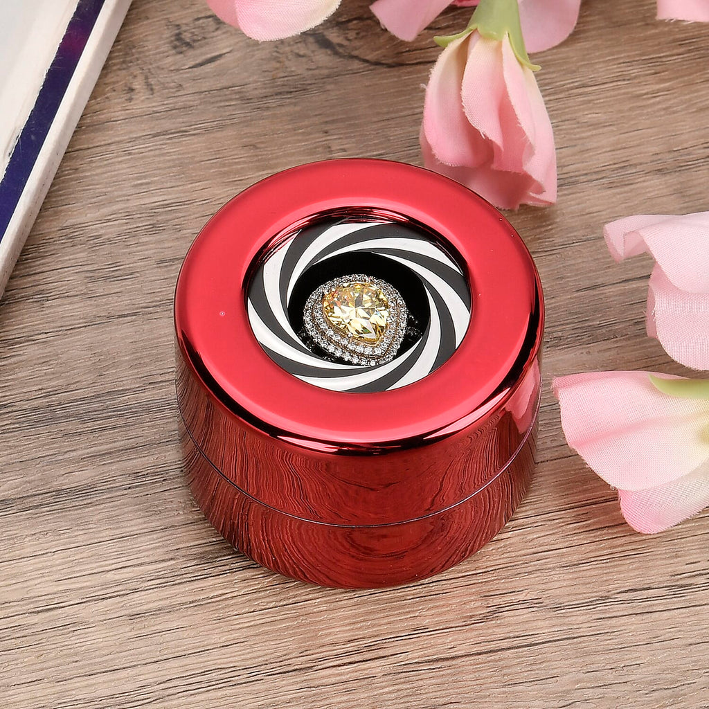 Rotating Ring Storage Box with Heart-Love Design (Size 6x6x4 cm) - Red
