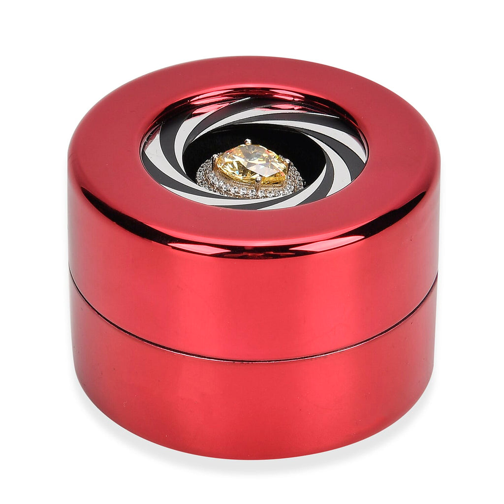 Rotating Ring Storage Box with Heart-Love Design (Size 6x6x4 cm) - Red