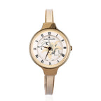 Andre Mouche Swiss Ronda Movement The Gracia Gold White 18Kt Gold Plated Ladies Bangle Watch (Size 7 - 7.5) in Gold Tone