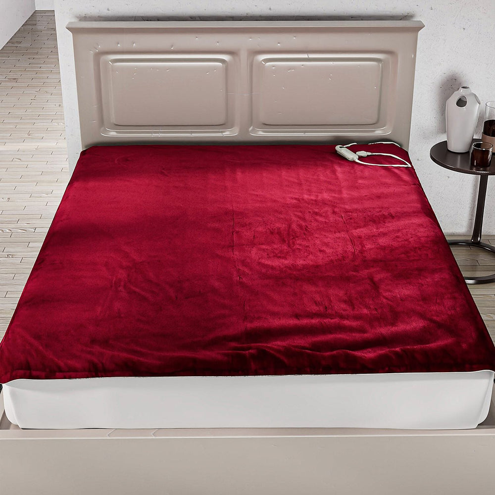 Doorbuster - Double Layer Sherpa Electric Heated Blanket with Overheating Protection & Detachable Controller (Power 160W, King Size) - Red