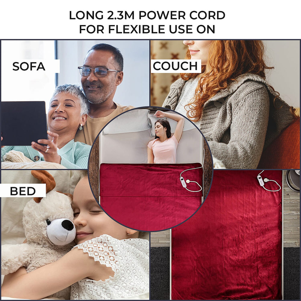 Doorbuster - Double Layer Sherpa Electric Heated Blanket with Overheating Protection & Detachable Controller (Power 160W, King Size) - Red