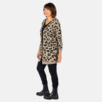 TAMSY Leopard Print Cardigan (Size XL) - Peach and Black