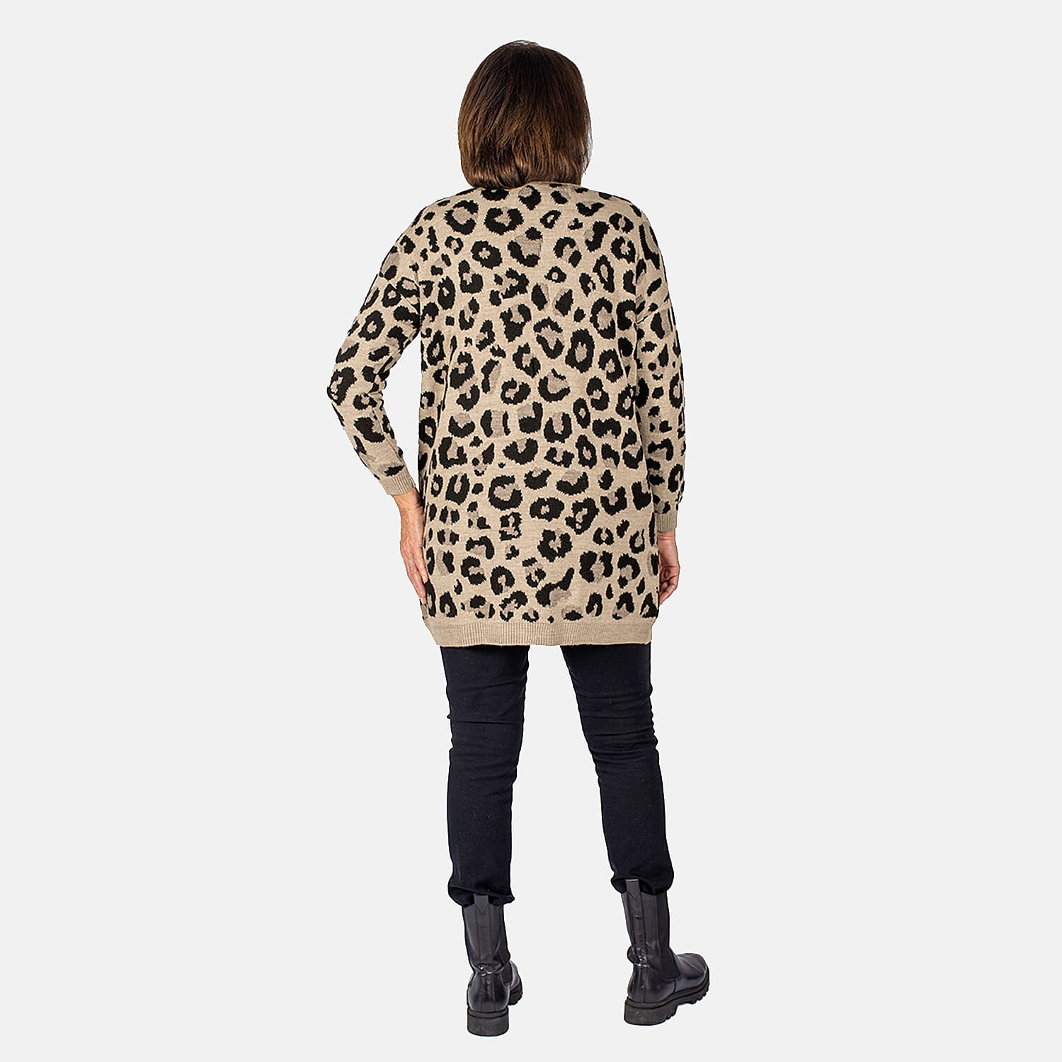 TAMSY Leopard Print Cardigan (Size XL) - Peach and Black