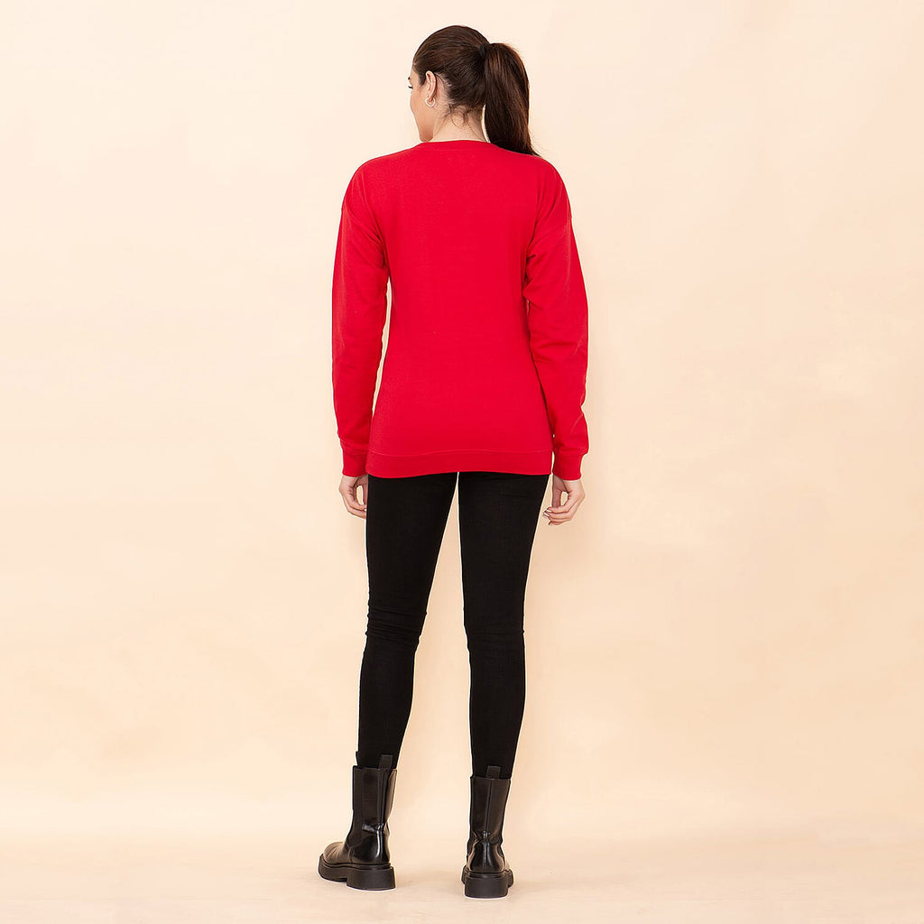 100% Cotton Fleece Knit Sweatshirt (Size XL) - Red