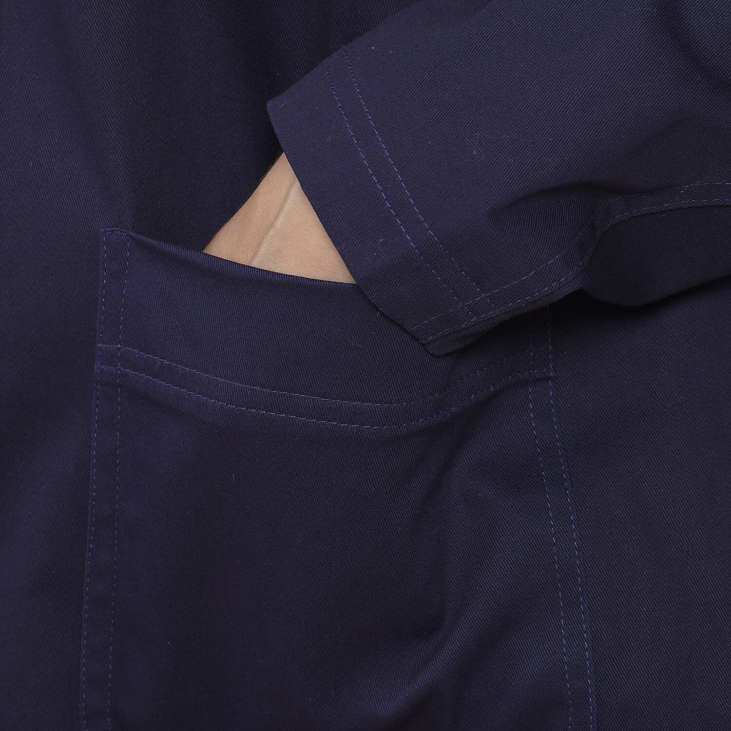 TAMSY 100% Cotton Jacket with Pockets (Size XL) - Dark Purple