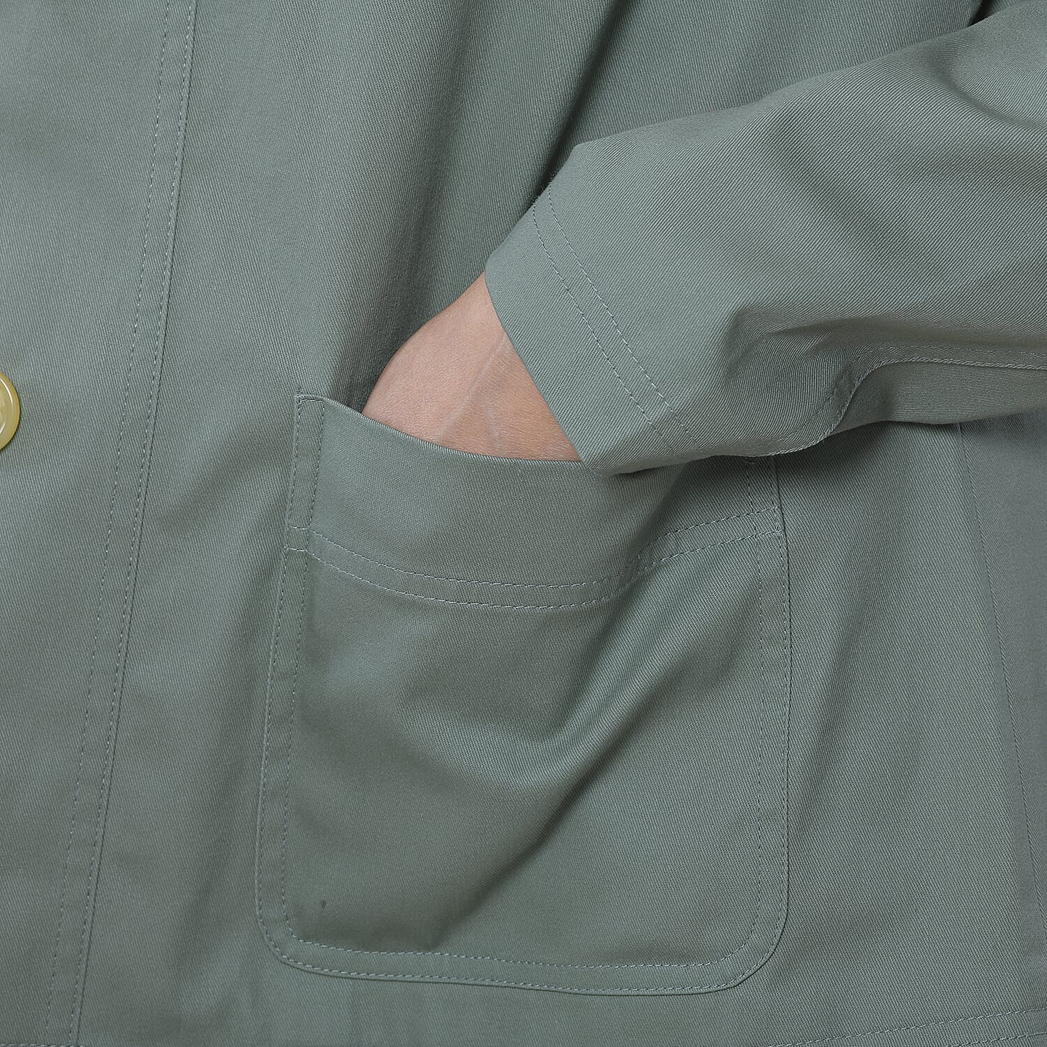 TAMSY 100% Cotton Jacket with Pockets (Size M) - Green
