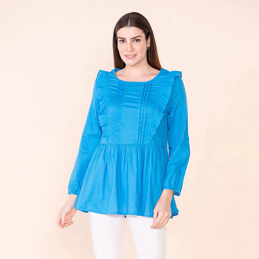 TAMSY 100% Cotton Plain Top (Size 8) - Brilliant Blue
