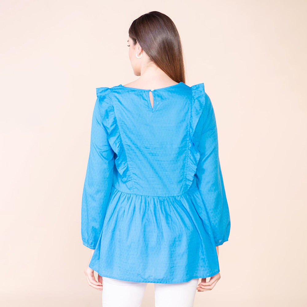 TAMSY 100% Cotton Plain Top (Size 8) - Brilliant Blue