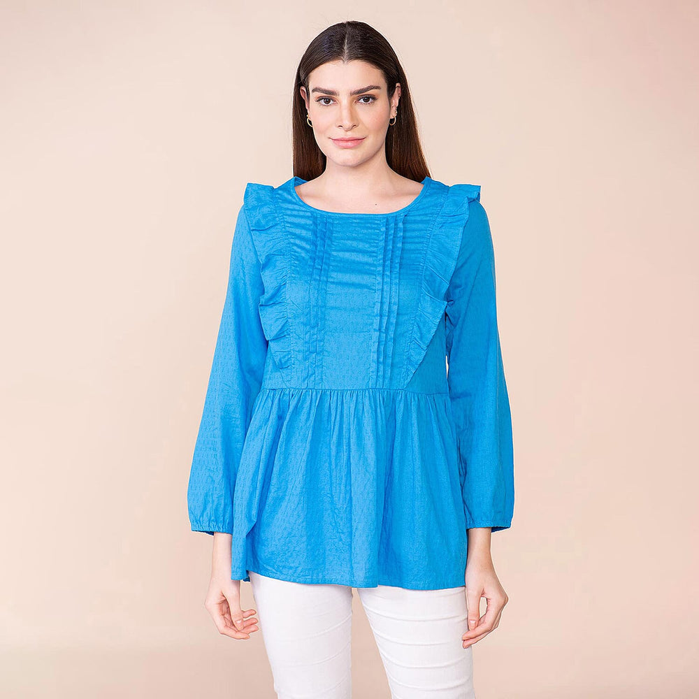 TAMSY 100% Cotton Plain Top (Size 8) - Brilliant Blue