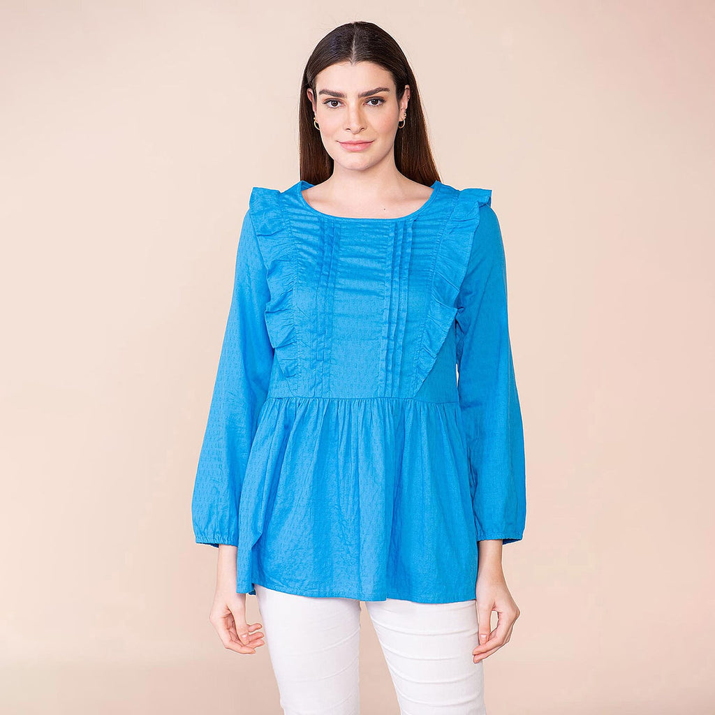 TAMSY 100% Cotton Plain Top (Size 8) - Brilliant Blue