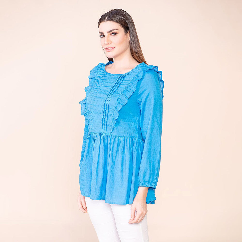 TAMSY 100% Cotton Plain Top (Size 8) - Brilliant Blue