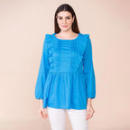 TAMSY 100% Cotton Plain Top (Size 14) - Brilliant Blue