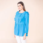 TAMSY 100% Cotton Plain Top (Size 14) - Brilliant Blue