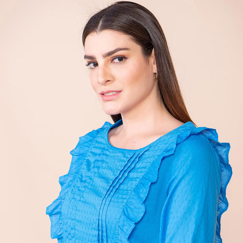TAMSY 100% Cotton Plain Top (Size 16) - Brilliant Blue