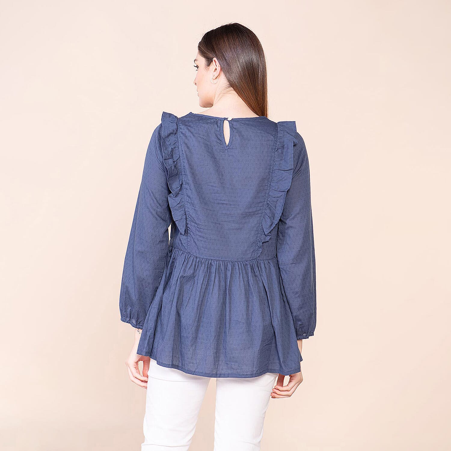 TAMSY 100% Cotton Plain Top (Size 16) - Navy Blue