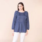 TAMSY 100% Cotton Plain Top (Size 16) - Navy Blue