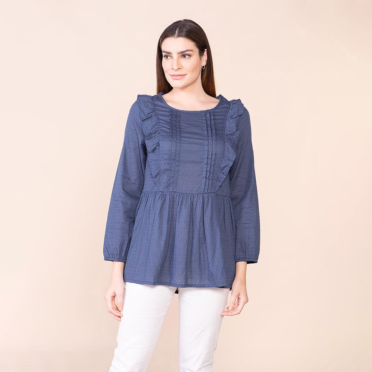 TAMSY 100% Cotton Plain Top (Size 16) - Navy Blue