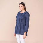 TAMSY 100% Cotton Plain Top (Size 16) - Navy Blue